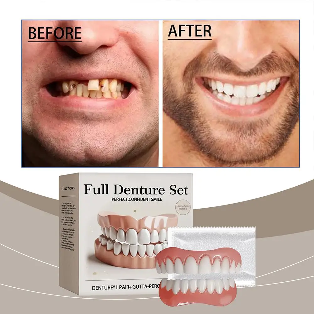 Adult Adjustable Dentures Teeth Set Snap-on Fake Teeth Portable Braces Decorate Gaps For Teeth Enhance Aesthetic Dropshipping