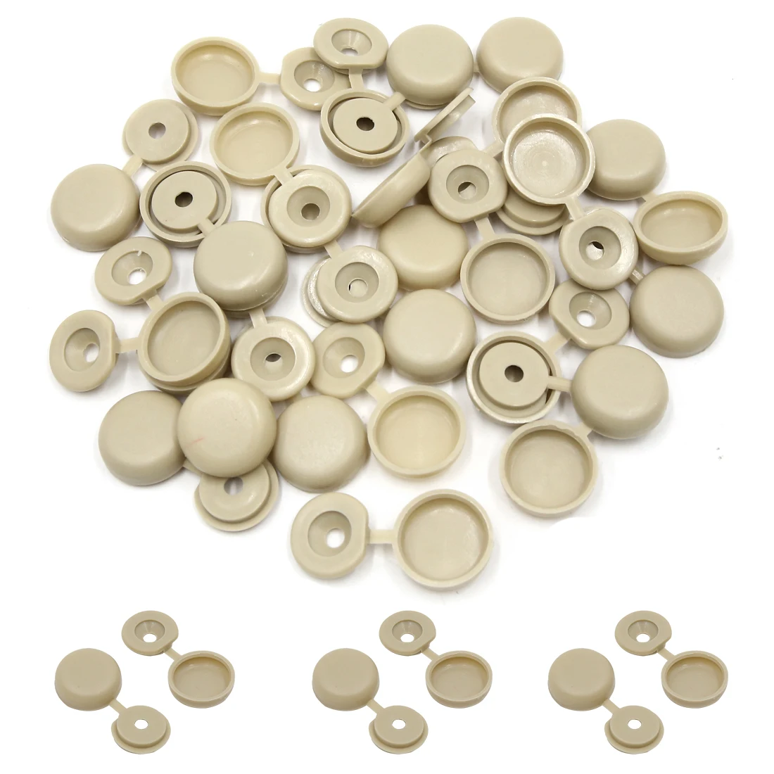 Uxcell 30 Stück khakifarbene Kunststoff-Clips mit Scharnier, Schraubklappen, Abdeckungen, 4 mm, für Auto-Dekoration – Detail 1