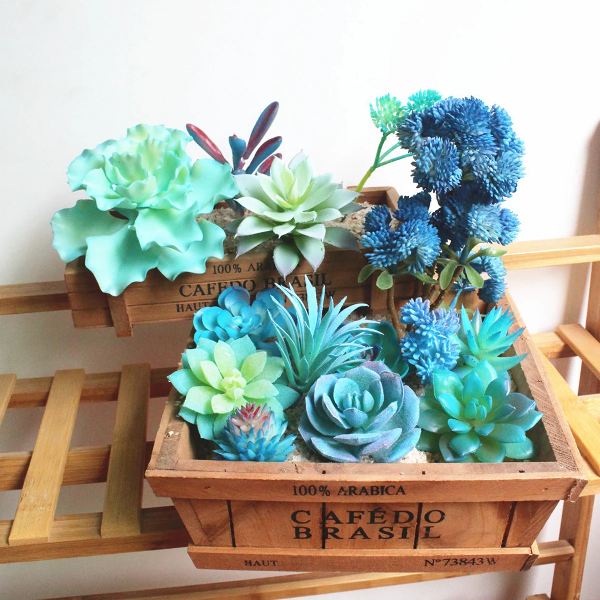 Niebieskie sztuczne sukulenty flokowane, mini fałszywe sukulenty, rękodzieło DIY, domowa ściana kwiatowa, aranżacja ogrodowa, dekoracje biurowe