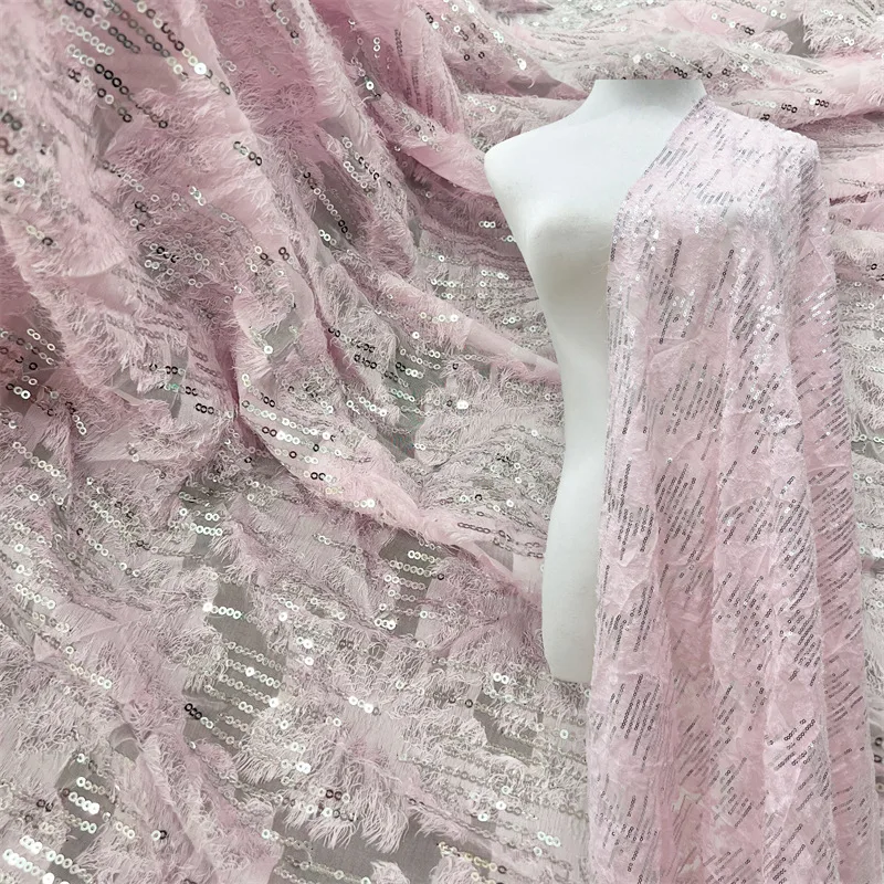 

Hot-selling Flower chiffon jacquard fabric cross-border dress performance clothing DIY three-dimensional sequin fabric lace