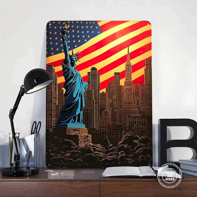 Statue of Liberty Poster Customized Vintage Metal Signs Wall Art Retro Tin Plaque for Bedroom Decoration Gaming Home Decorations