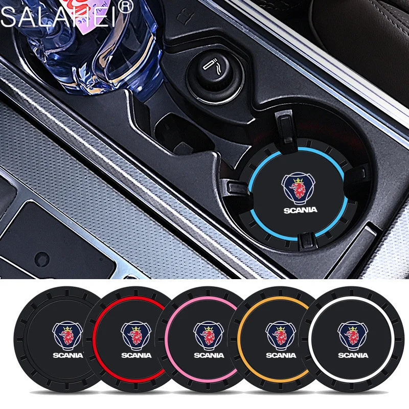 2Pcs Car Cup Holder Mat Waterproof Coaster For Scania K250 K280 K310 K320 K490 SERIE G P SerieX Fob Non-slip Pads Auto Accessory