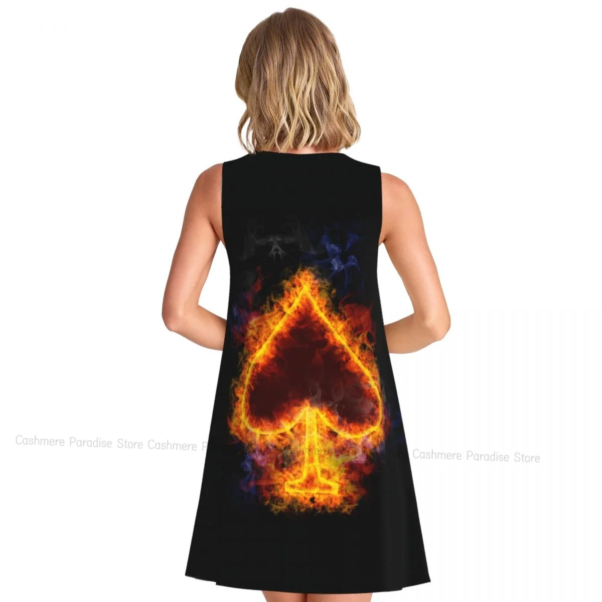 Robes d'été pour femmes, t-shirt de plage, sans manches, carte de feu, Poker, décontracté, ample, débardeur, 2025