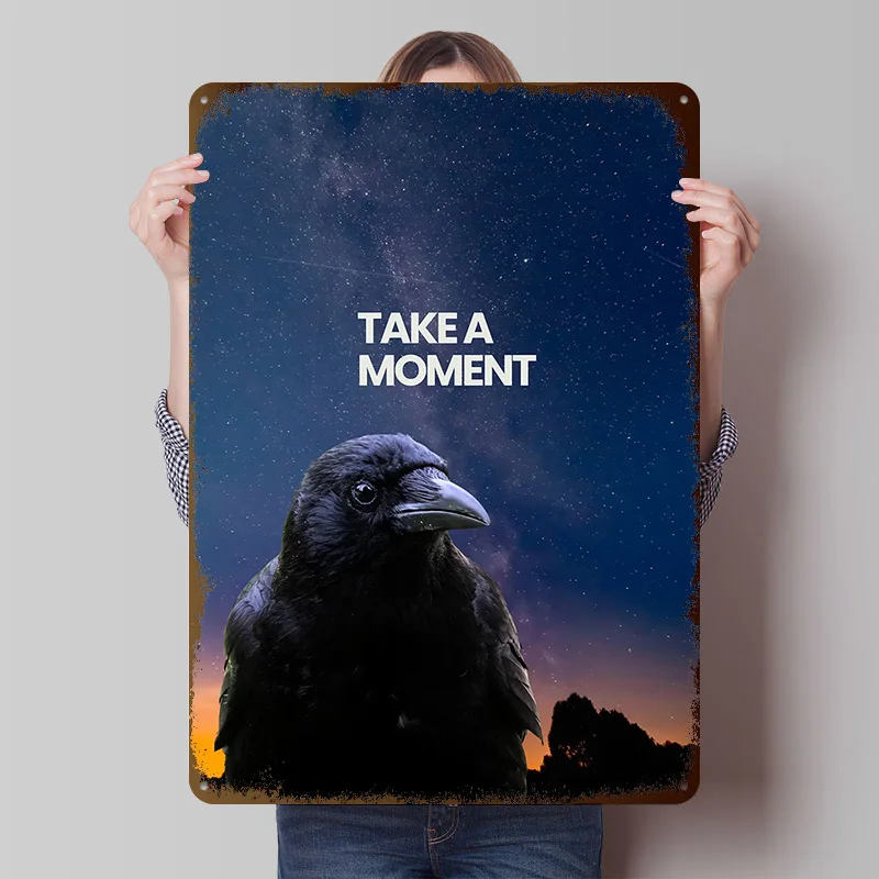„Take a Moment“-Poster: Personalisierte Vintage-Metallschilder, Retro-Blechschilder für Wohnzimmerdekorationen, Schreibtischdeko, Haus und Zuhause