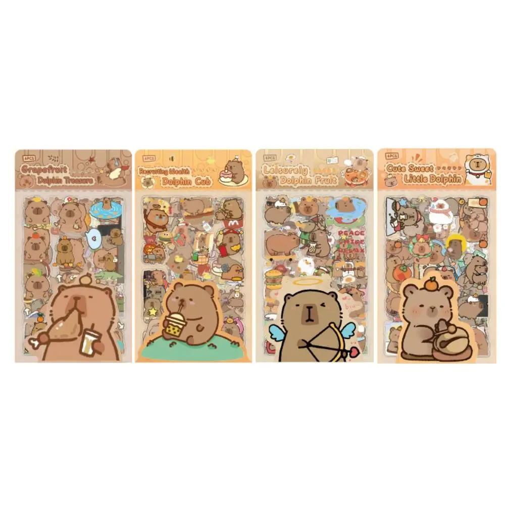 6 Buah/Tas Stiker Buku Besar Tangan Kapibara Lucu Buku Tempel Estetika Hewan Kartun Bahan DIY Kreatif Tahan Air