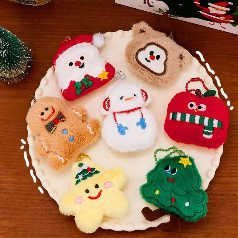 Nouveauté Porte-clés en peluche bonhomme de neige du Père Noël ; Ornement de Noël unique pour les sacs ; Cadeau d'amitié idéal et accessoire de sac à dos.