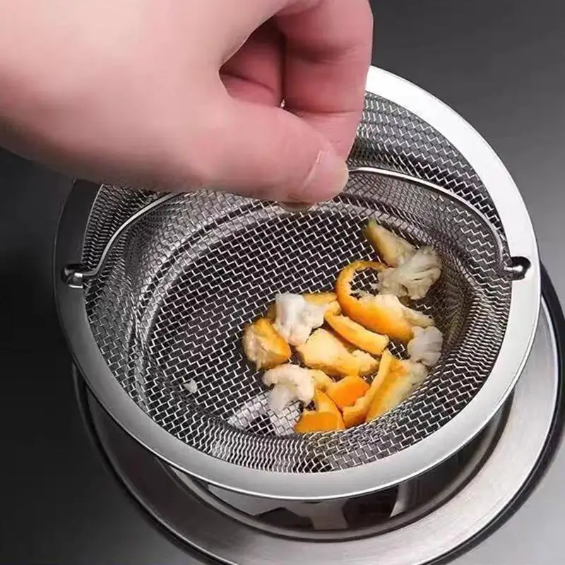 

1pcs Stainless Steel Kitchen Sink Filter Kitchen Garbage Food Residue Dishsink Filter With Handle Metal Sink Strainer