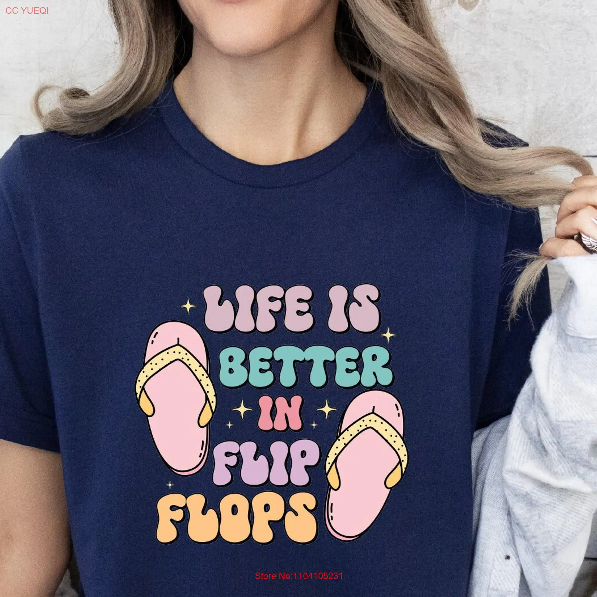 Life Is Better In Flip Flops T Shirt Beach Summer Break Vacation Lover long or short sleeves