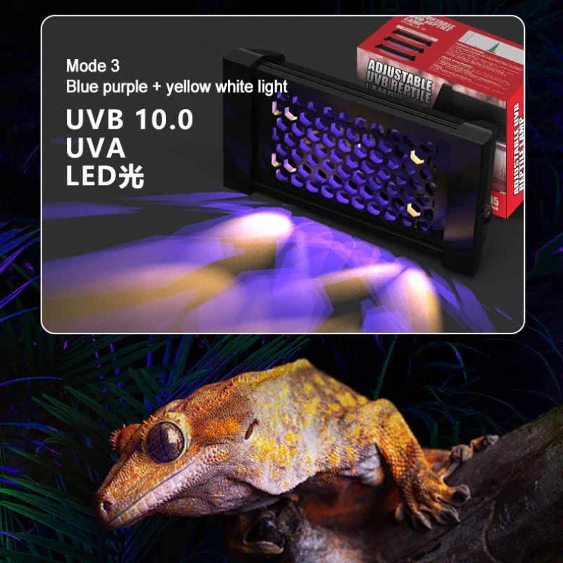 UVA+UVB Reptile Full Spectrum UVB LED Lights Turtles Lizards Sunbathe Heat Lamp 4W/8W Reptiles Light Fixture Vivarium Lighting