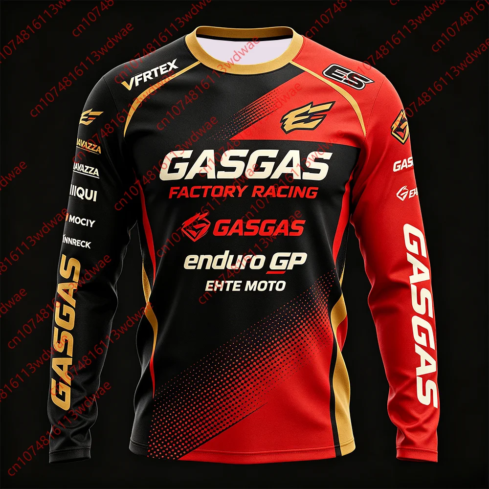 

2026 GASGAS Factory Enduro GP Motocross Jersey Men Black Gold Long Sleeve Breathable Off Road Dirt Bike Racing Motorcycle Shirt
