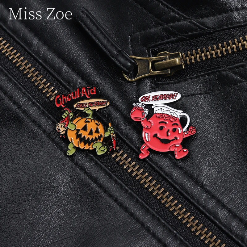 Halloween Pumpkin Joker Enamel Pins Ghoulaid Hello Yeaahh Anti-Cult Brooch Lapel Badges Gothic Jewelry Gift For Friends