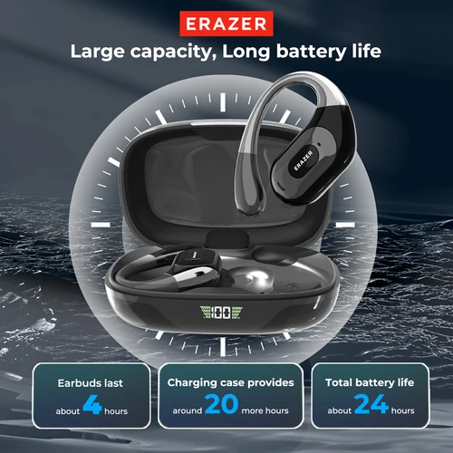Imagen 2 del producto ERAZER XF51 auriculares Bluetooth V5.4 auriculares inalámbricos deportivos auriculares con traductor AI OWS potentes ganchos para las orejas de graves micrófono de oreja abierta