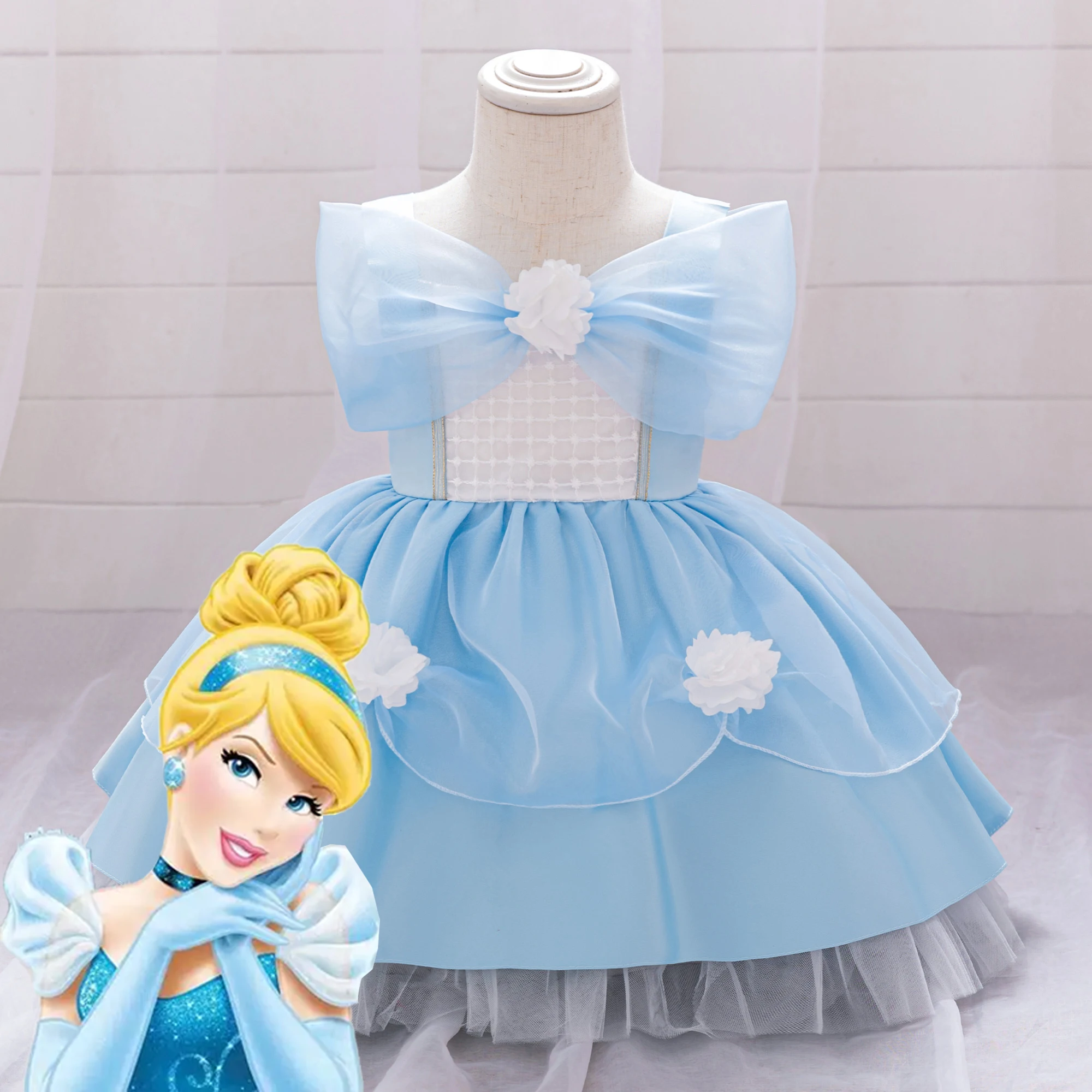 Fancy Little Baby Girl Cinderella Princess Costume Elegant Kids Halloween Cosplay Party Babies Toddler Tulle Ball Gow Vestidos