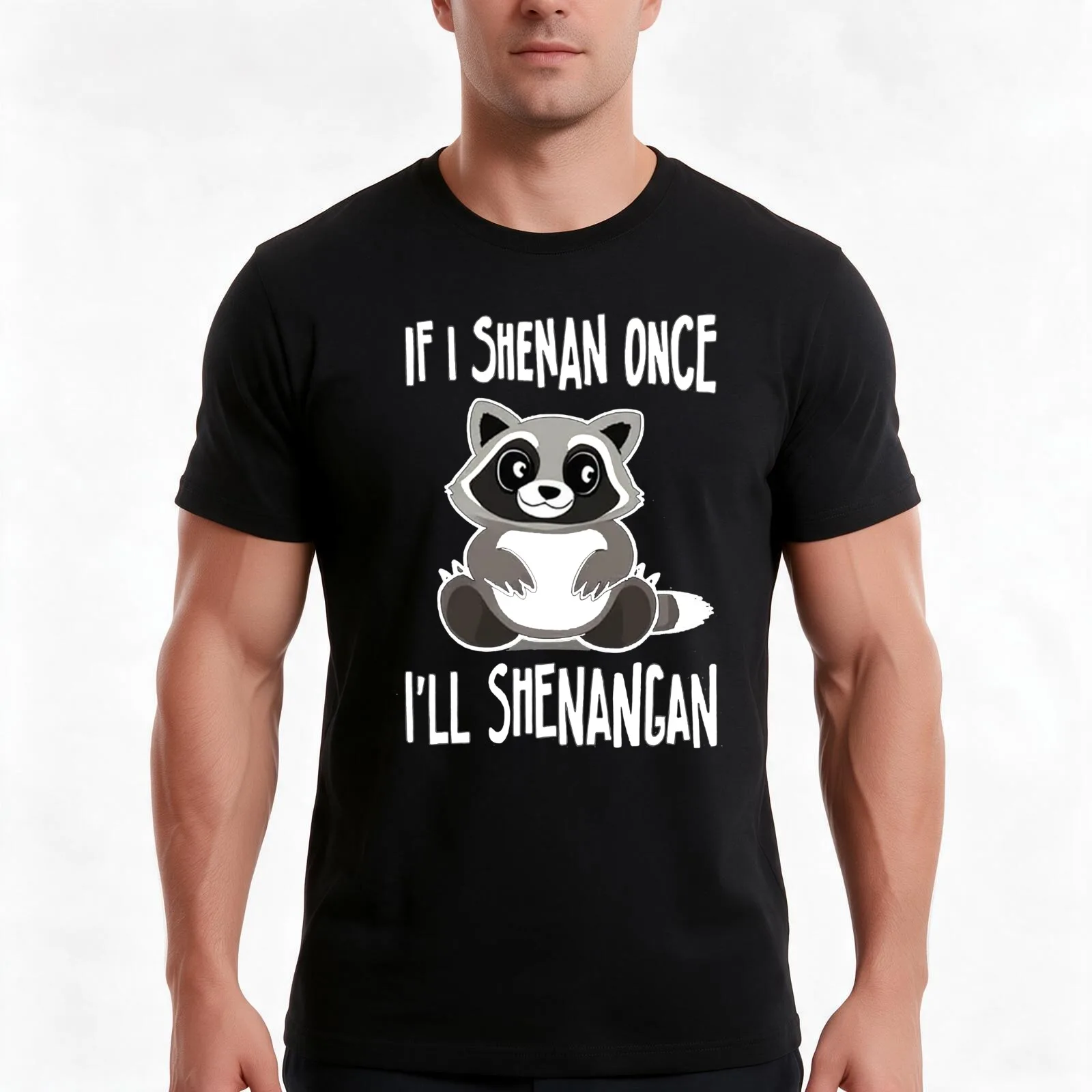 If I Shenan Once I'll Shenanigan St Patricks Day Raccoon T-Shirt, Summer Casual Cotton Tee, Oversized Streetwear Tops