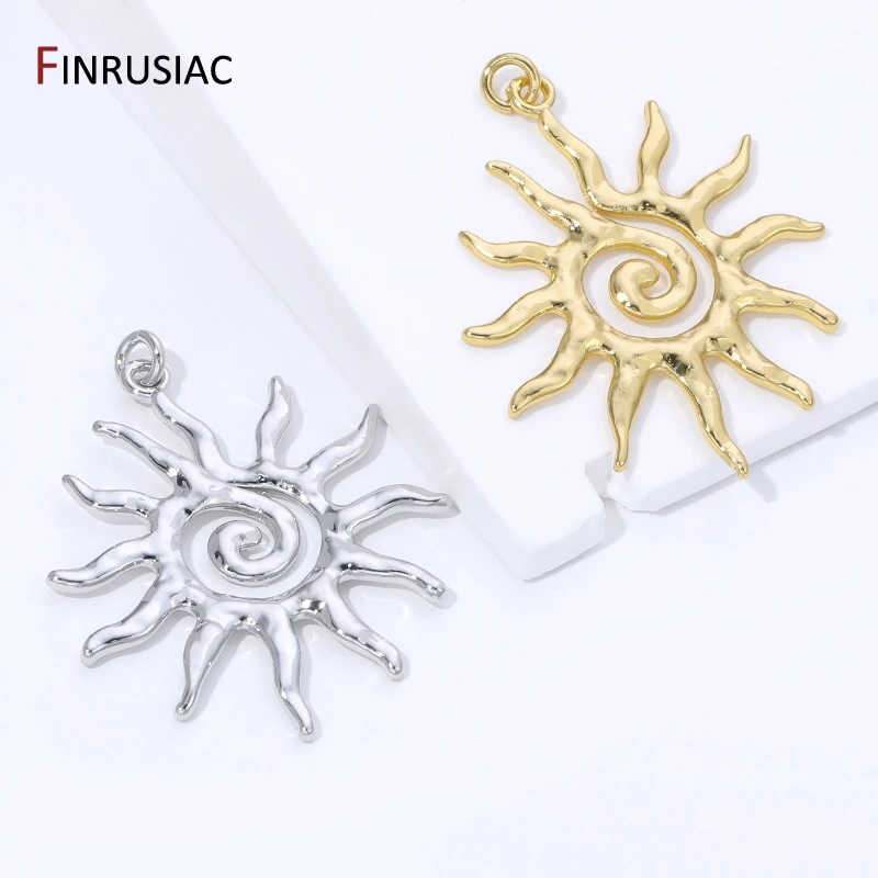 18K Gold Plated Brass Hollow Sun Charms Pendant For Necklace,Spiral Sunburst Charms Pendants For DIY Jewelry Making Accessories image 4