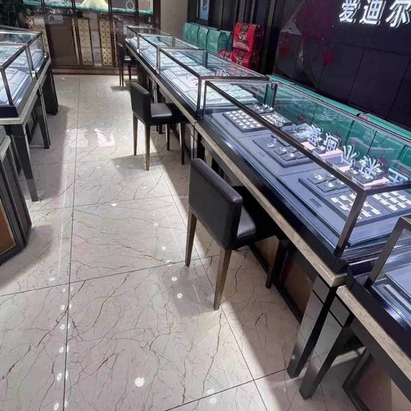 Custom. Custom glass display for jewelry store metal pull out door jewelry display cabinet with LED light