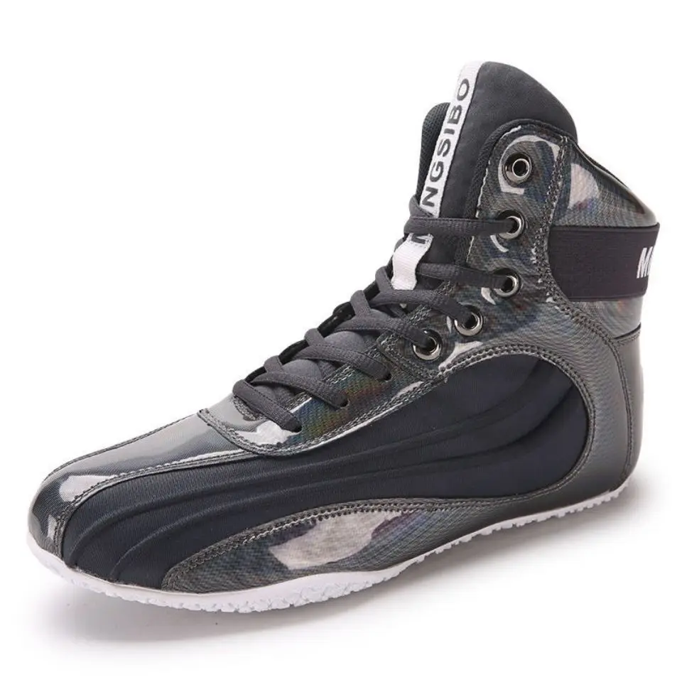 Professional Wrestling Shoes (Men's) Black and White Lightweight Athletic Shoes (for Boxing and Outdoor Training)