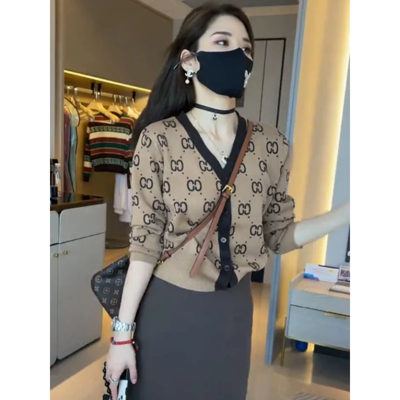 

Knit Cardigan Spring Clothing New Thin Sweater Knitted Top Loose Casual V-Neck Women Comfortable Soft Knitted Women Clothes 2025