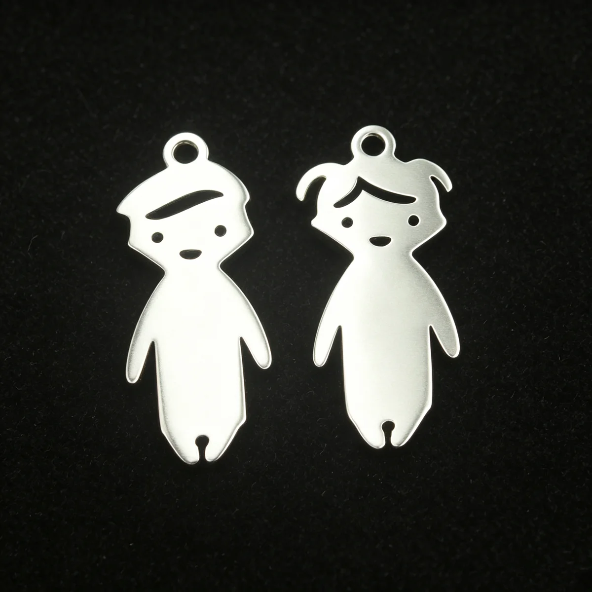 RUEMOY 5Pcs Stainless Steel Boy Girl Charms Gold Steel Color Little Kid Pendants for DIY Necklace Bracelet Jewelry Making