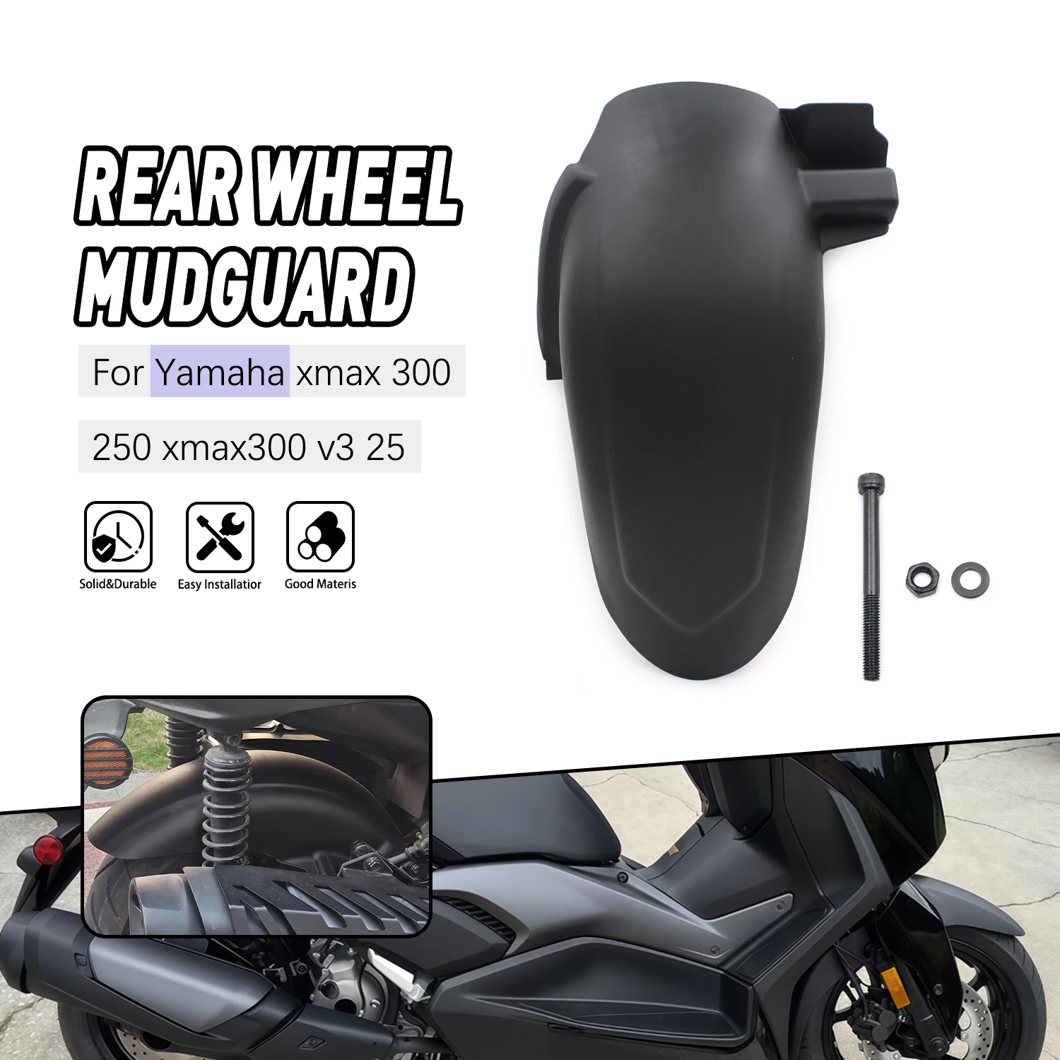 

Accessories moto For YAMAHA XMAX 300 250 XMAX300 V3 2025 Rear Fender Mud Splash Guard Protector Guard Cover