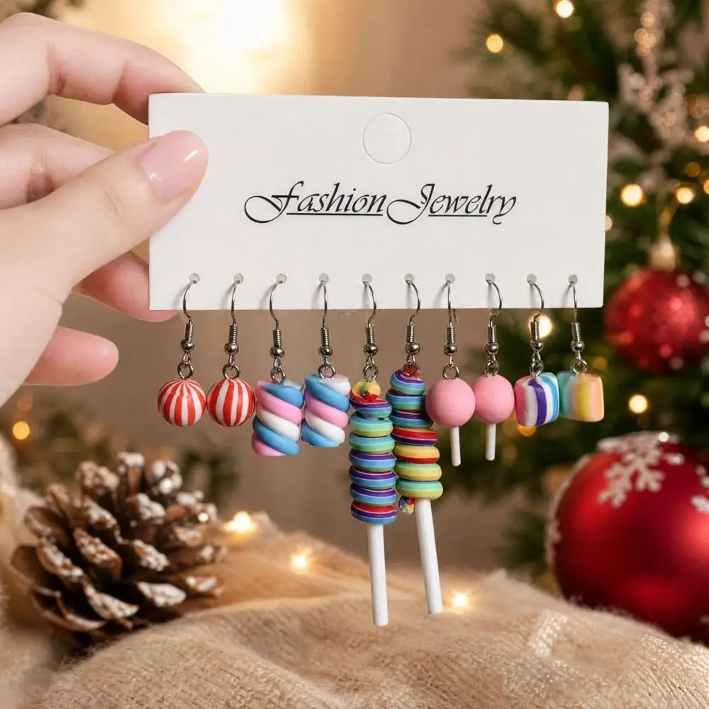 4/5 Pairs Candy Earring Set, Candy Lollipop Marshmallow Earrings, Cute Halloween Atmosphere Earrings