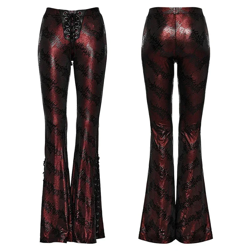 PUNK RAVE-Pantalon évasé serré taille basse pour femme, style punk, 03/Sexy, arbre, Bergame, Fj2 couleurs disponibles