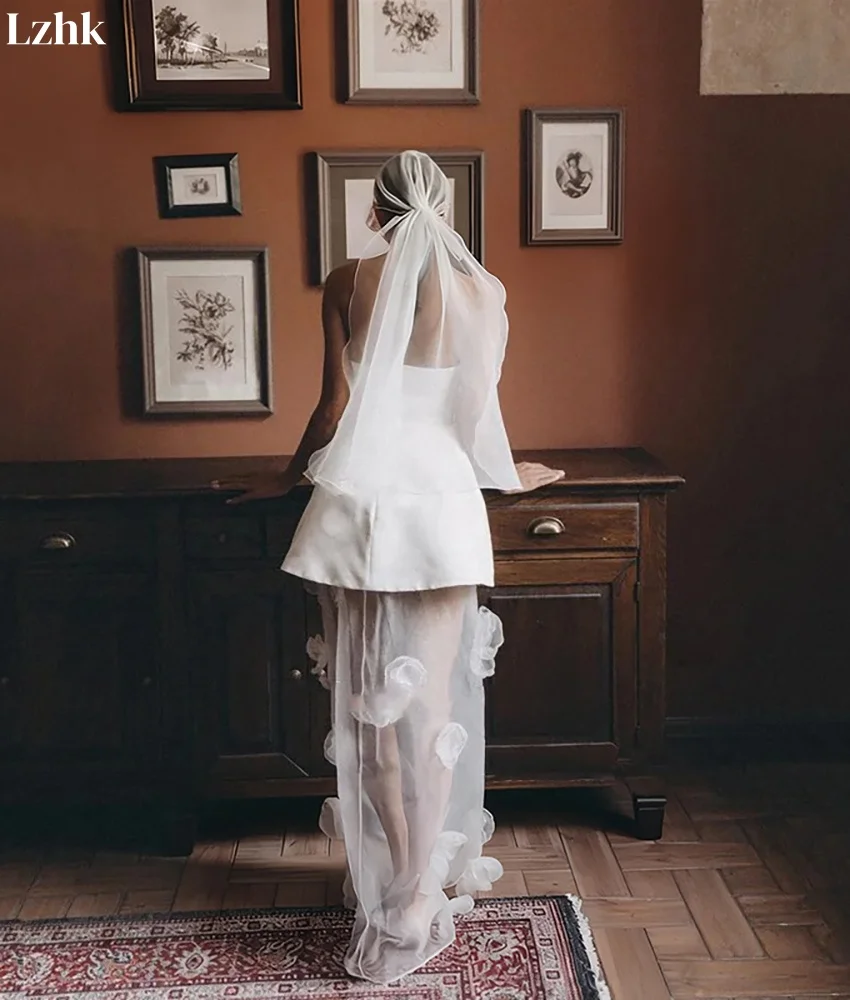 تخصيص مثير تول مستقيم 3D الزهور مساء اللباس مزاجه حمالة أكمام الطابق طول فساتين مناسبة مخصصة