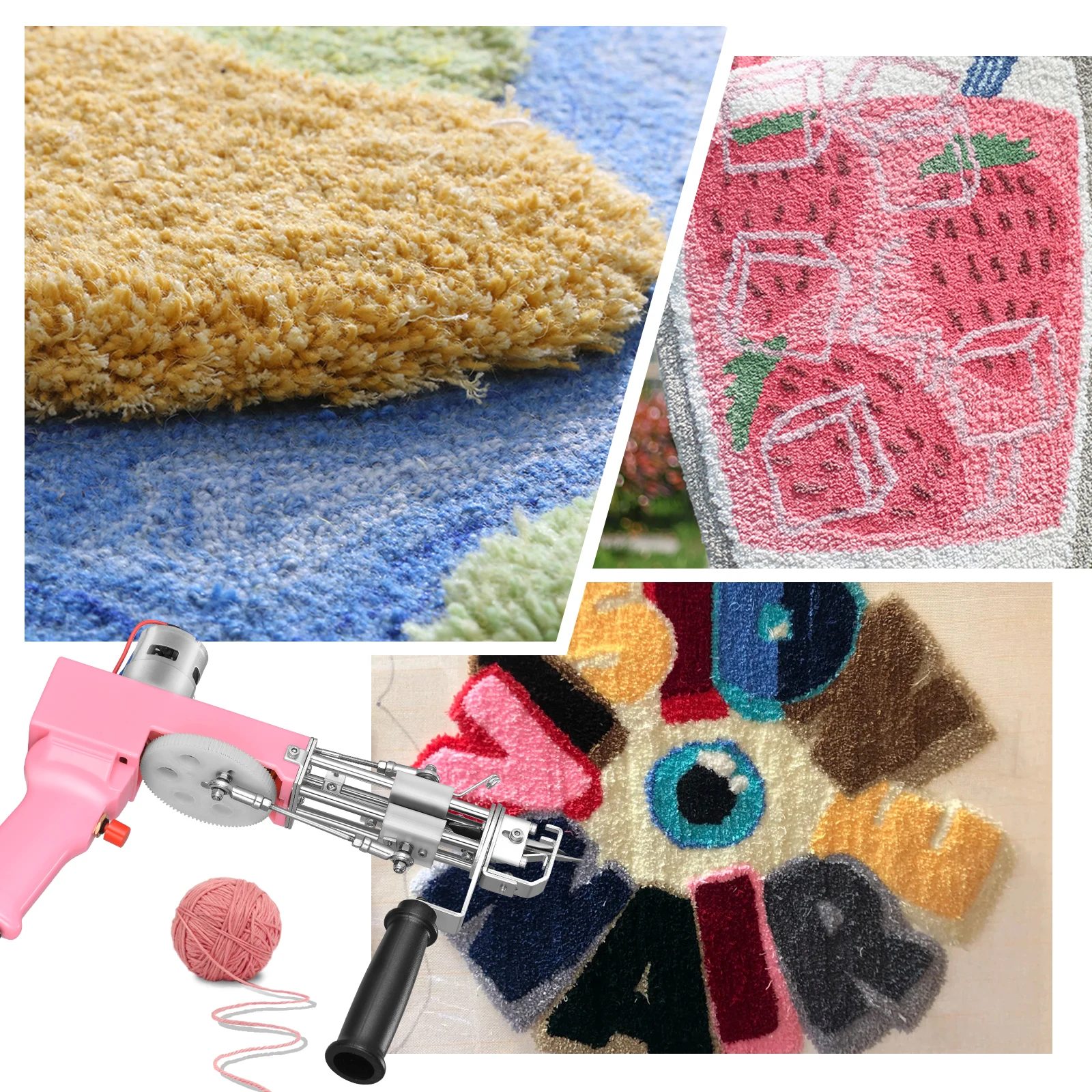 Elektrische Tufting-Pistole 2-in-1-Set mit Stoff, Teppichschneider, Teppich-Strickpistole, Webmaschine für Teppiche – Detail 23
