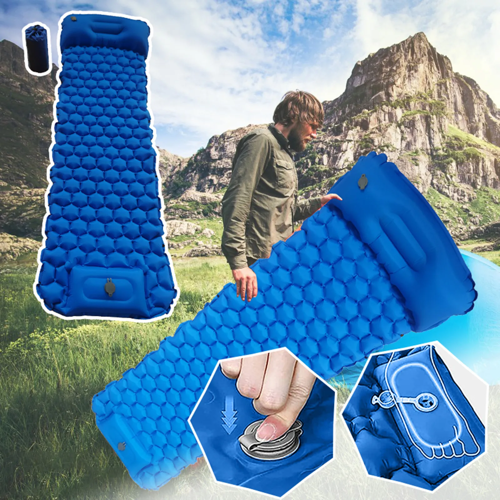 

Ultralight Inflatable Sleeping Mat for Camping, Compact and Comfortable, for Outdoor Adventures, Easy to Inflate