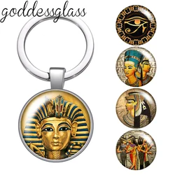 New Ancient Egypt Pharaoh Eye symbol 25mm glass cabochon keychain Bag Car key chain Ring Holder Charms keychain