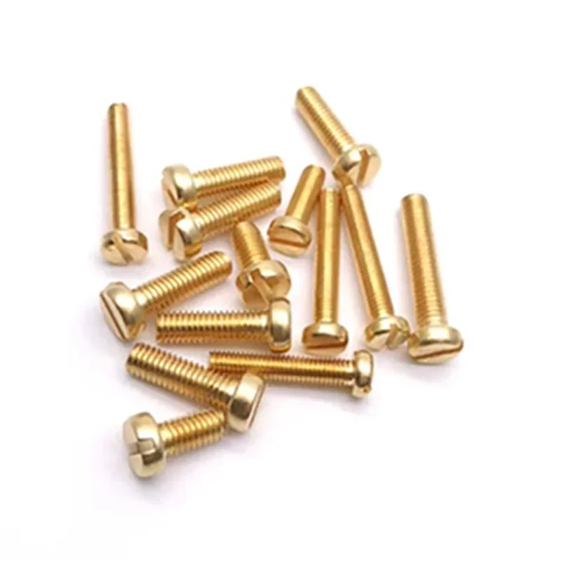 100pcs/lot Slotted Machine Screws M1.2 M1.4 M1.6 M2 M2.5 M3 Brass SlottedCheese Head Screw Brass Bolt Length=2-10mm DIN84