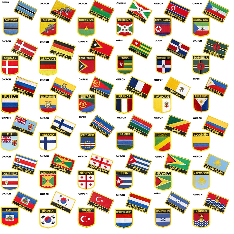 Russia Ecuador France  Vatican Philippines Fiji Finland Netherlands flag patch badge Patches for Clothing DIY Decoration