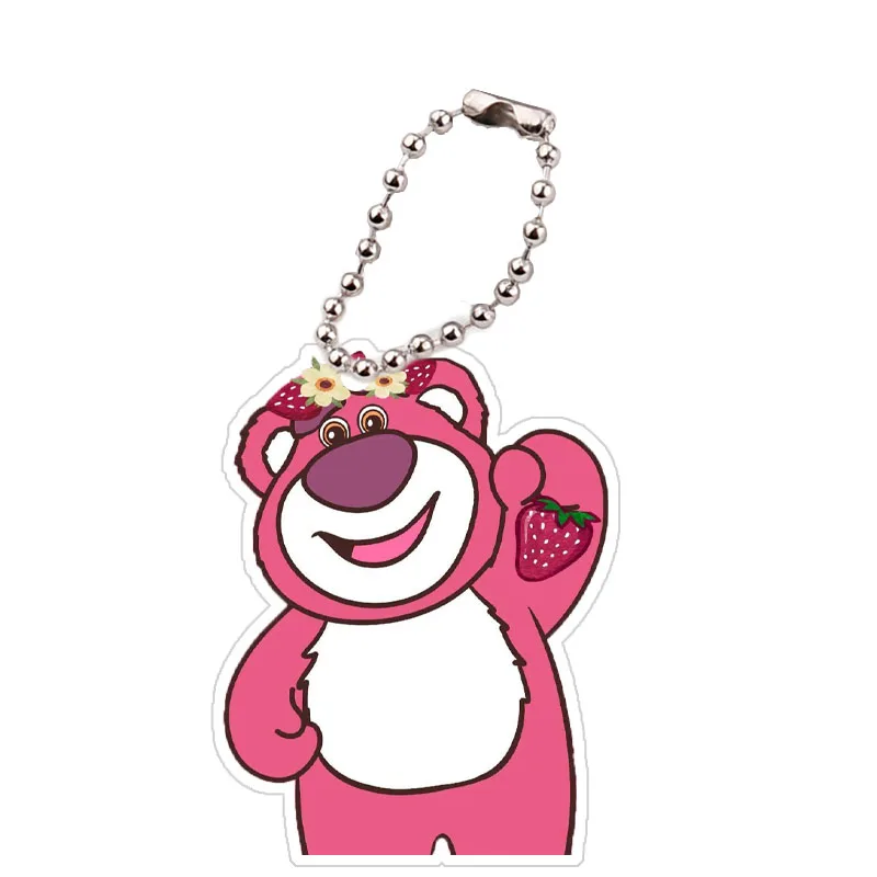 Disney Strawberry Bear Acrylic Key Chain Exquisite Cartoon Doll Figure Cute Anime Schoolbag Pendant Decoration Small Gift Girls