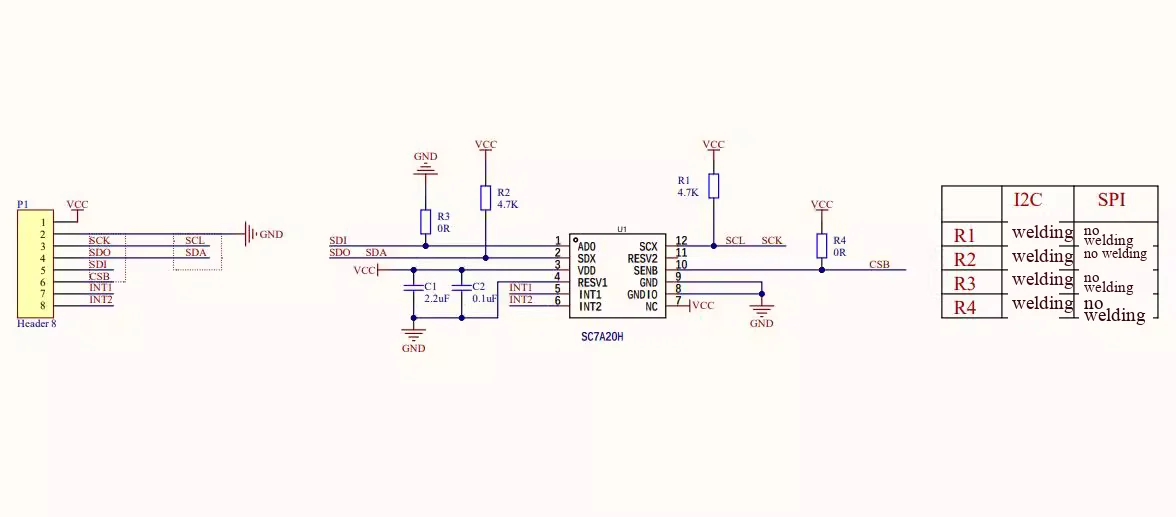SC7A20H Hochpräzises Drei-Achsen-Schwerkraftbeschleunigungs-Neigungssensormodul mit IIC/SPI-Übertragung – Detail 4