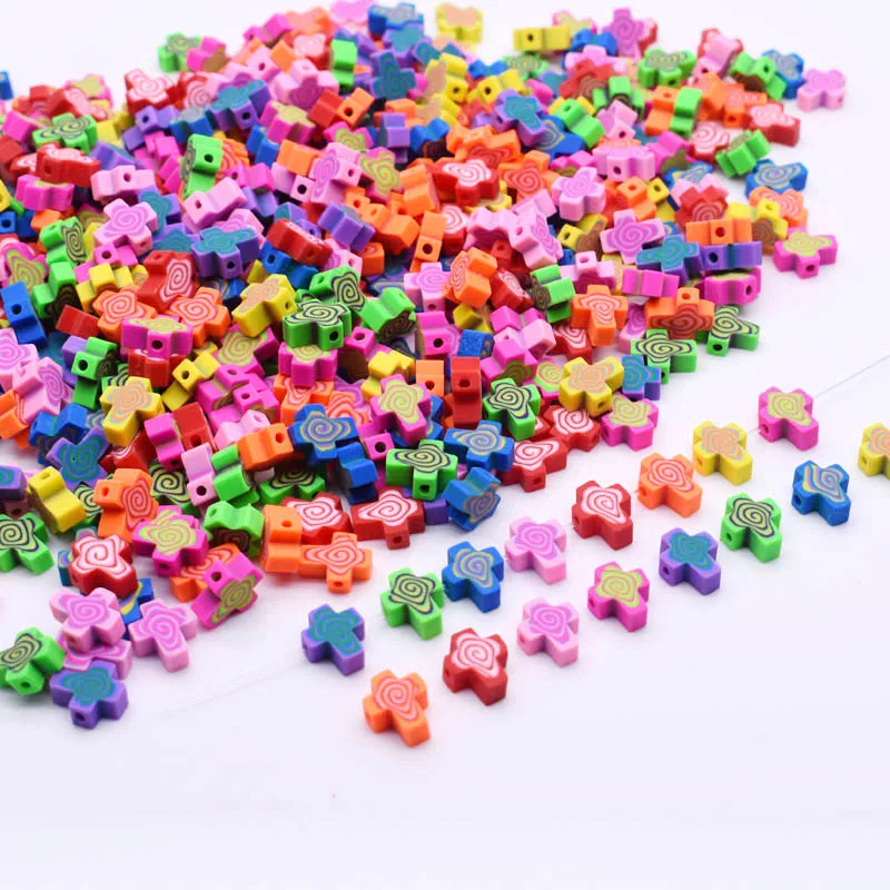 10X12mm Color Cross Polymer Clay Beads For Jewelry Making DIY Children Bracelet Necklace