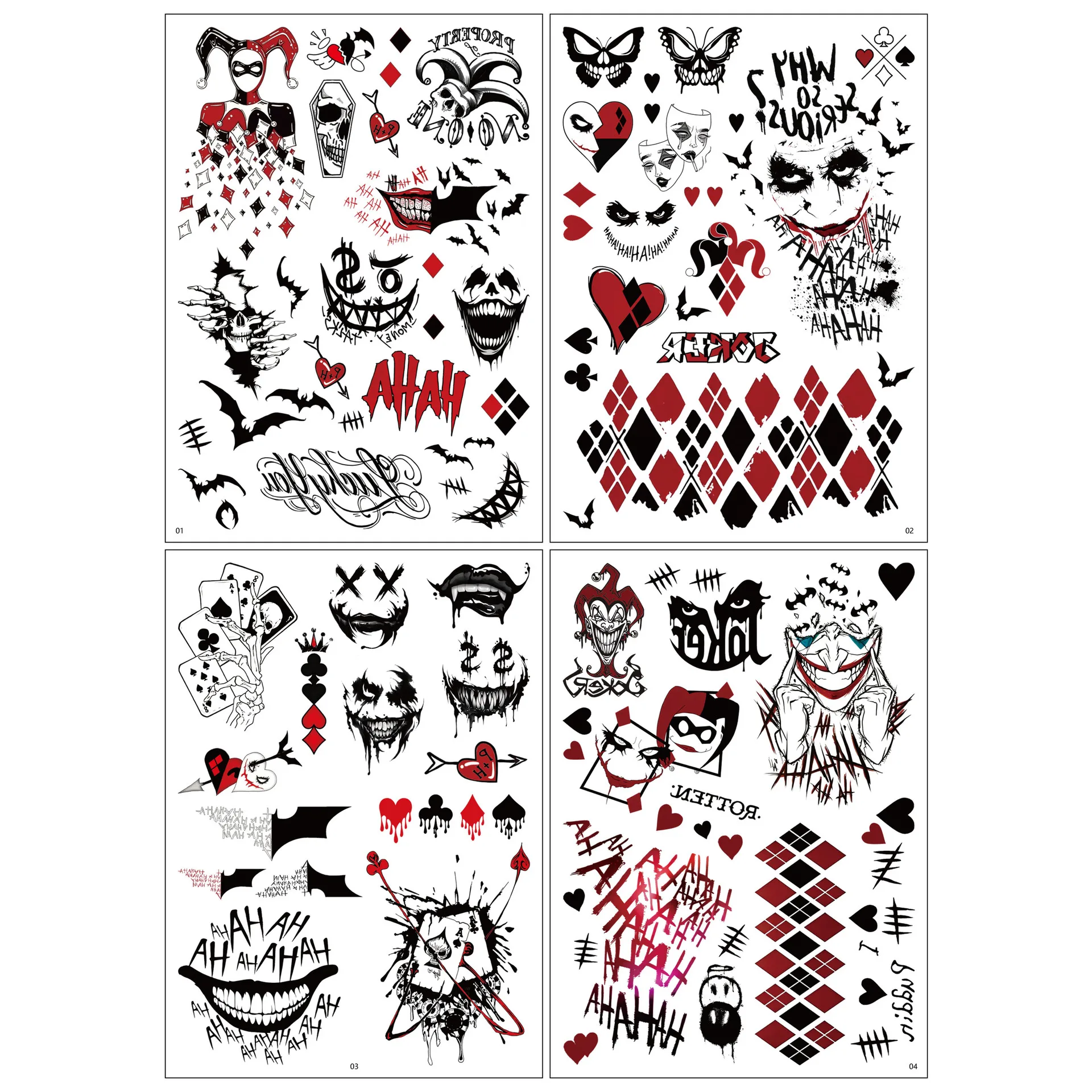 Halloween Ghost Face Clown Temporary Tattoo Stickers for Holiday Party Arm & Face Decorations