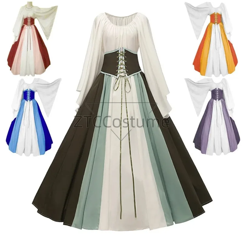 

Womens Medieval Renaissance Court Vampire Halloween Cosplay Costume Carnival Fancy Dress Up Party Vintage Evening Elegant Dress