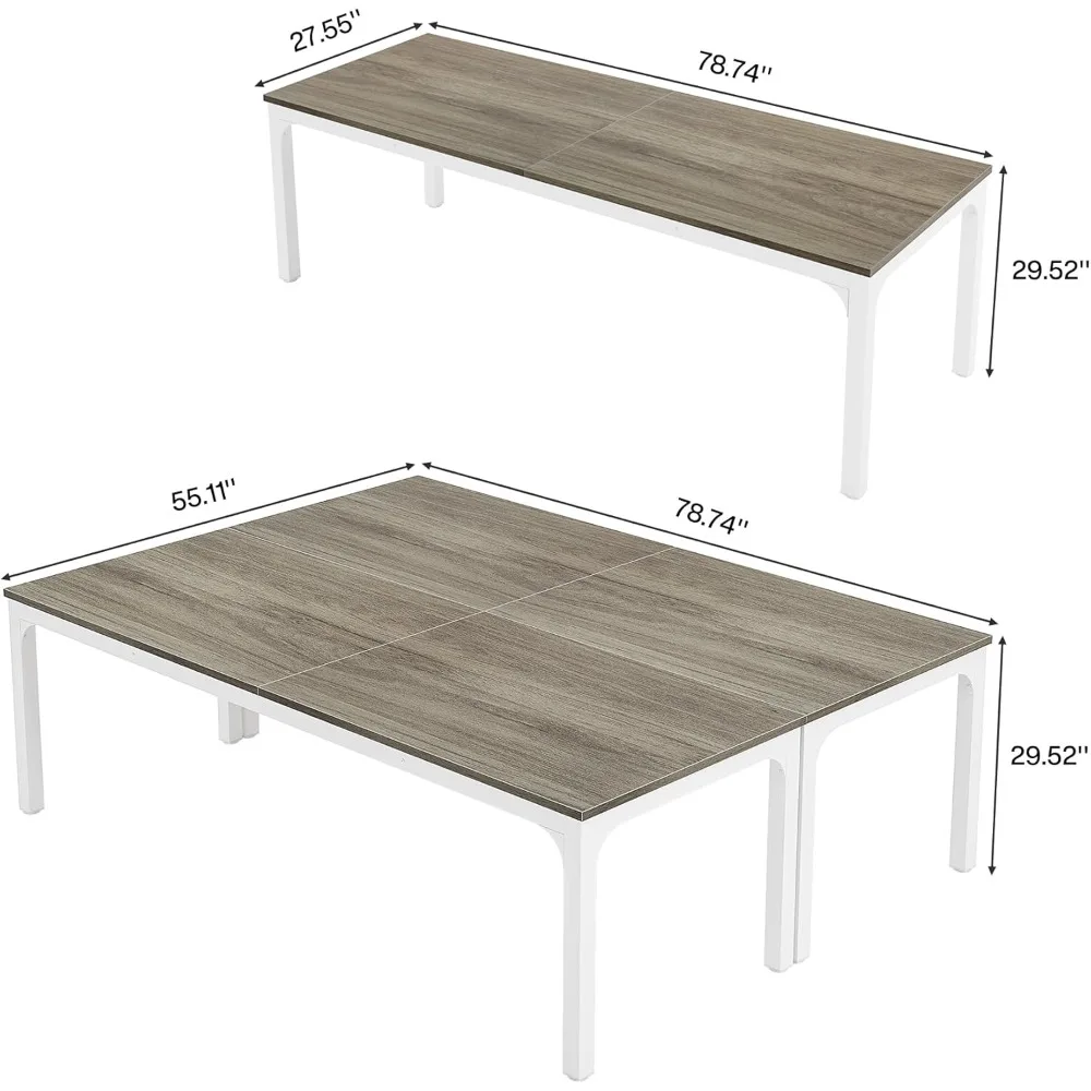 Conference Table Set of 2, Large Rectangle Meeting Seminar Table Set for 10-14 Person, Long Business Tables (Only Table)