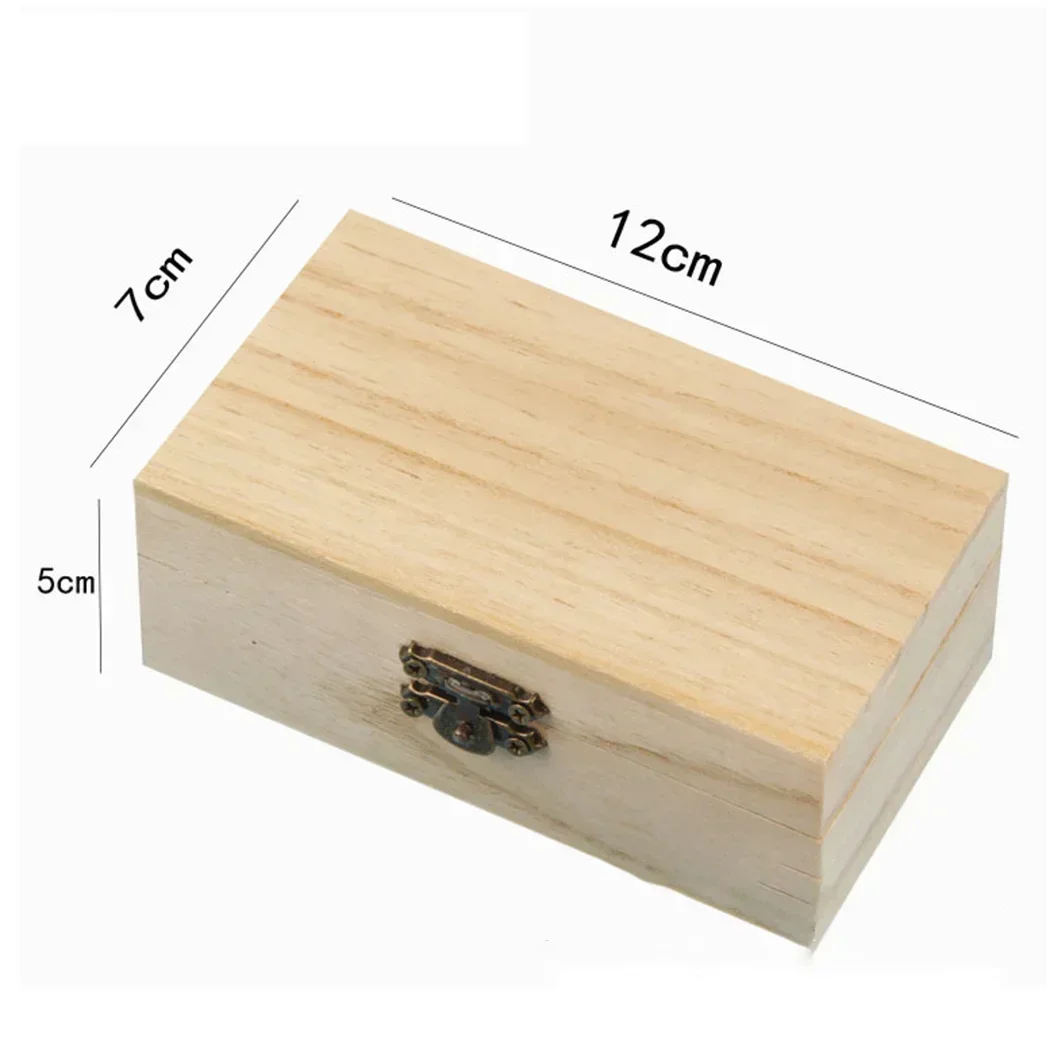 Scatole portaoggetti quadrate in legno con cerniera in legno semplice Scatola regalo artigianale Contenitore di stoccaggio semplice antipolvere con custodia per gioielli con serratura