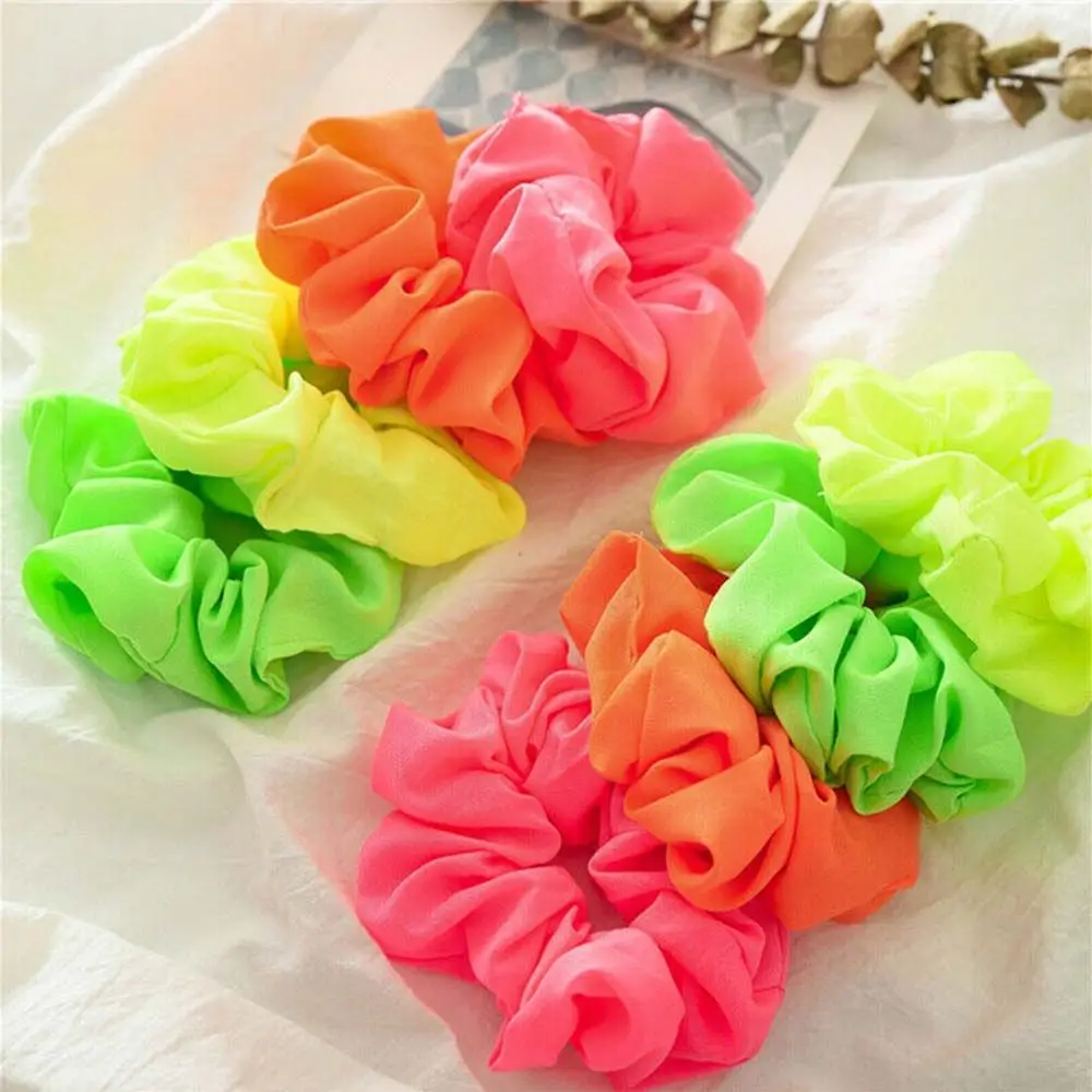 Women Neon Colour Scrunch Hair Accessories Hair Rope Hair Ties Headwear