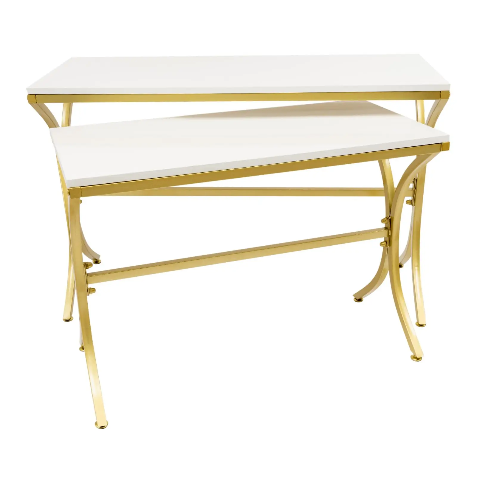 

Metal Shoe Handbag Display Stand, 2-Tier Nesting Tables Retail Display Table, Modern Standing Display Riser Shelf for Home Clothing Store