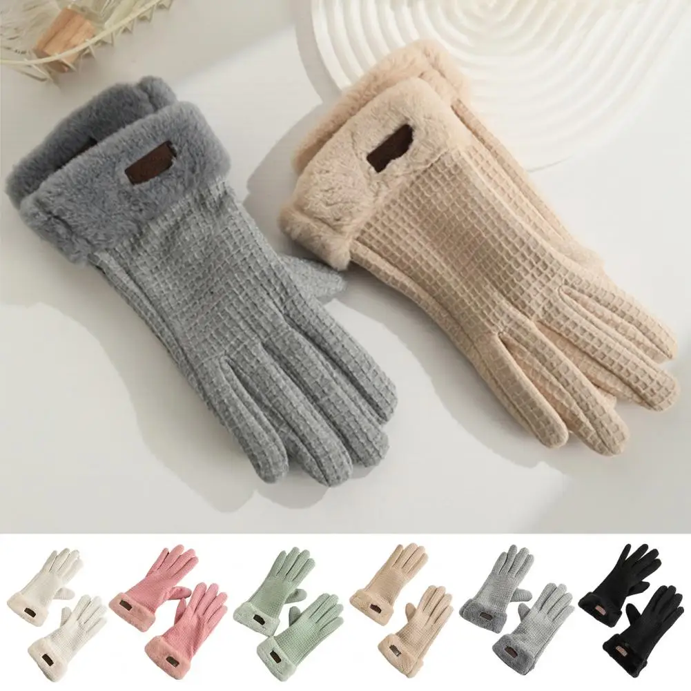 

Outdoor Gloves Cycling Gloves Winter Warm Gloves with Fleece Lining Windproof Thermal Touchscreen for Women Stylish Functional