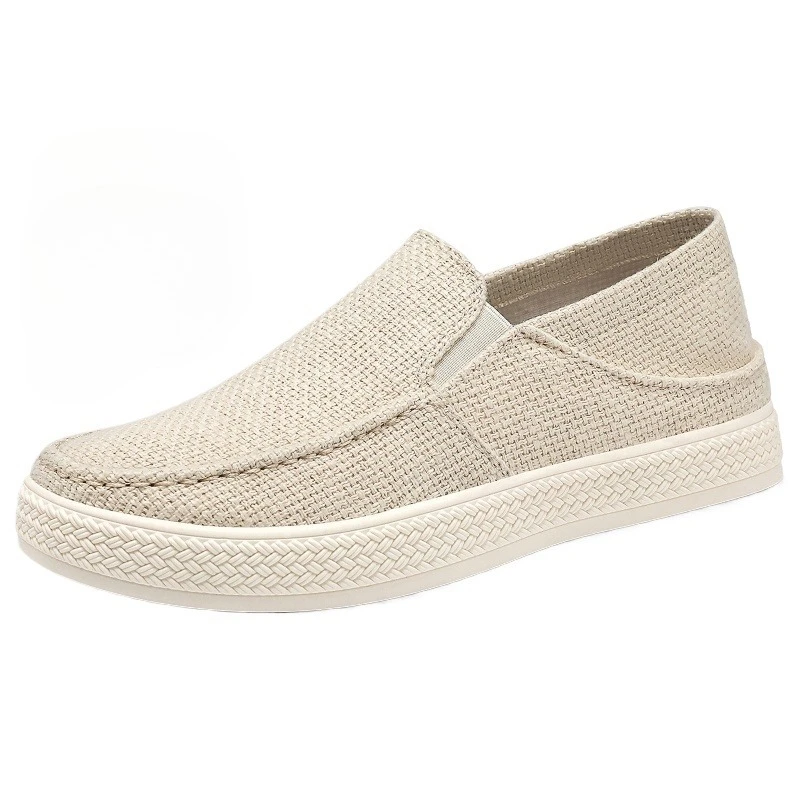 Men Linen Canvas Slip On Loafers Arch Support Wide Toe Non Slip Soft Sole Two Wear Back Casual Driving Walking Flats image 3