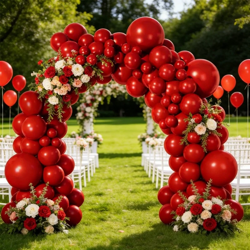 138Pcs Dark Burgundy Red Latex Balloons Kit 5/10/12/18" Dark Wine Red Balloons for Birthday Christmas Wedding Party Decoration