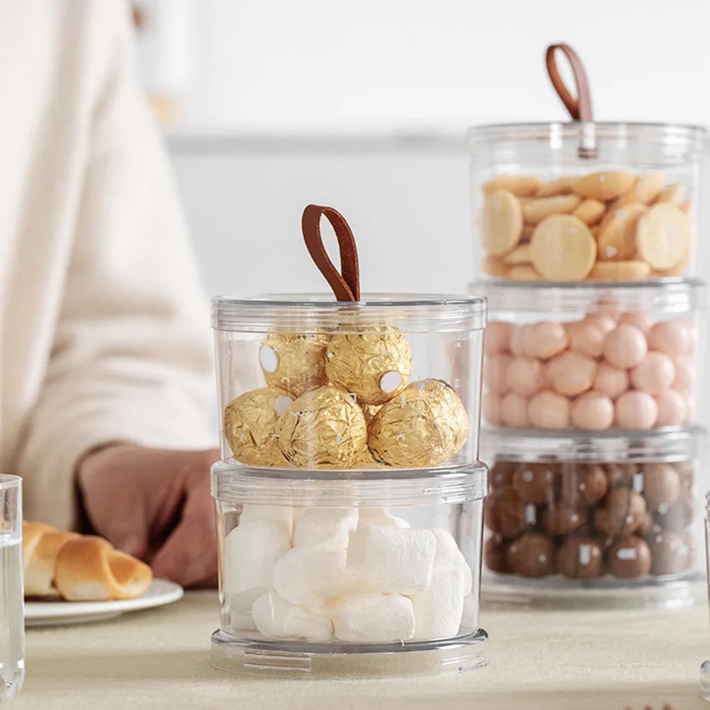 2Pcs Snack Storage Jars Premium Pet Multi-Function Sealed Stackable Household Food Organizer Transparent Kitchen Supply