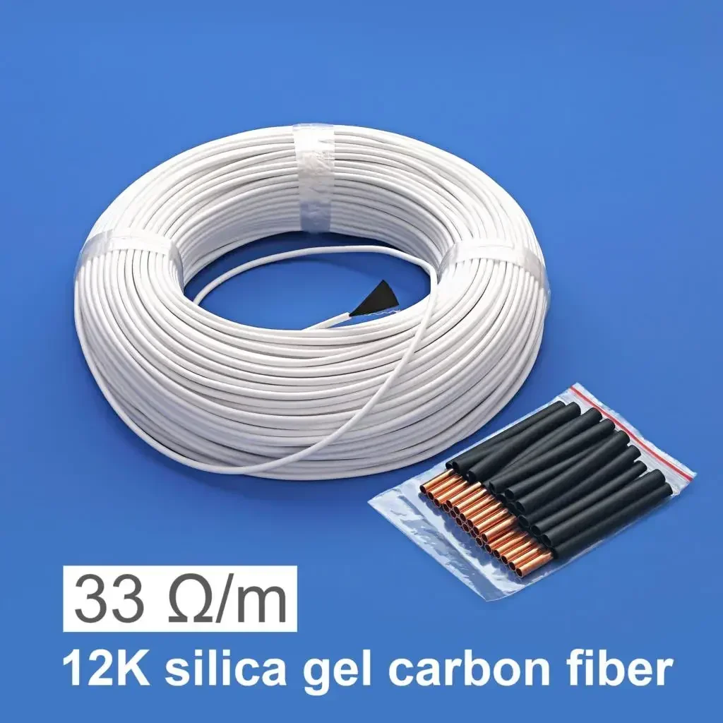 12K 33ohm/m Carbon Fiber Heating Cable 10/20/30/50/100m Warm Floor Heating Wire