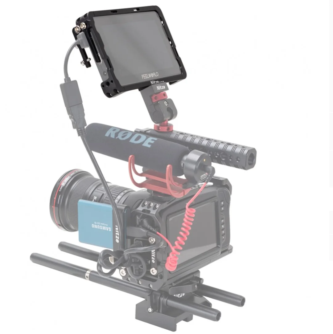 Nitze กรงมอนิเตอร์5.5สำหรับ F6 FEELWORLD PLUS Monitor ที่มี HDMI-TP-F6PLUS สายเคเบิ้ล