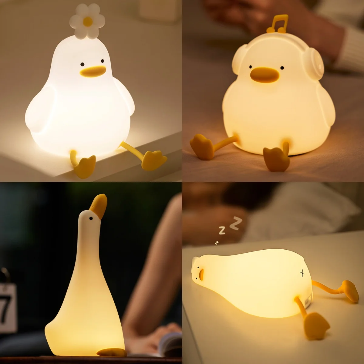 Cute Duck Night Light Safe Silicone Lamps Soft Warm Light Protect Eyes Lovely Room Decoration 3 Adjustable Brightness Gift