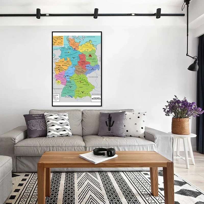 59*84cm The Germany Administrative Map In German Non-woven Canvas Painting Wall Decorative Poster Room Home Decoration