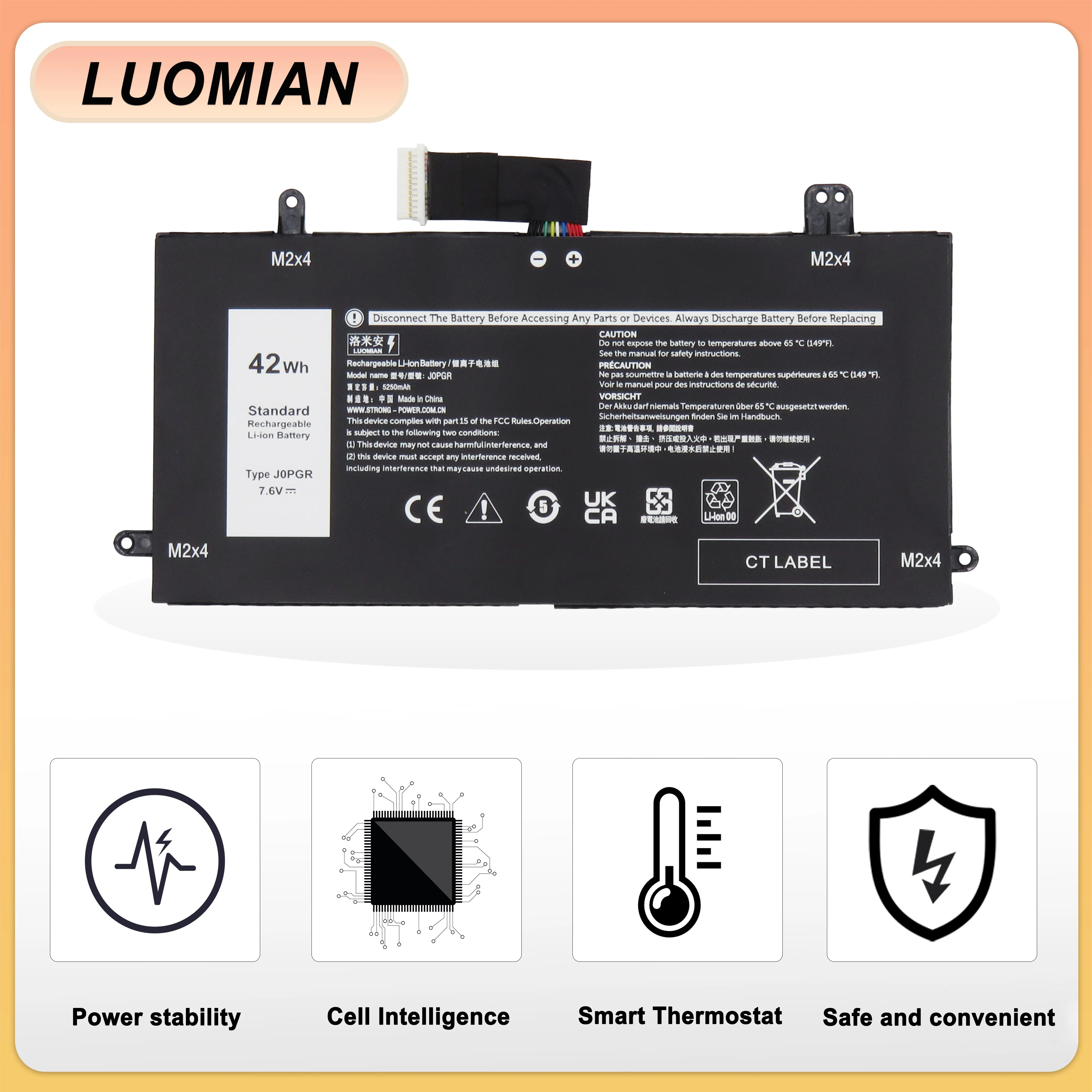 LUOMIAN J0PGR Laptop Battery For DELL Latitude 5285 5290 Series T17G 1WND8 JOPGR T17G  X16TW  1WND8
